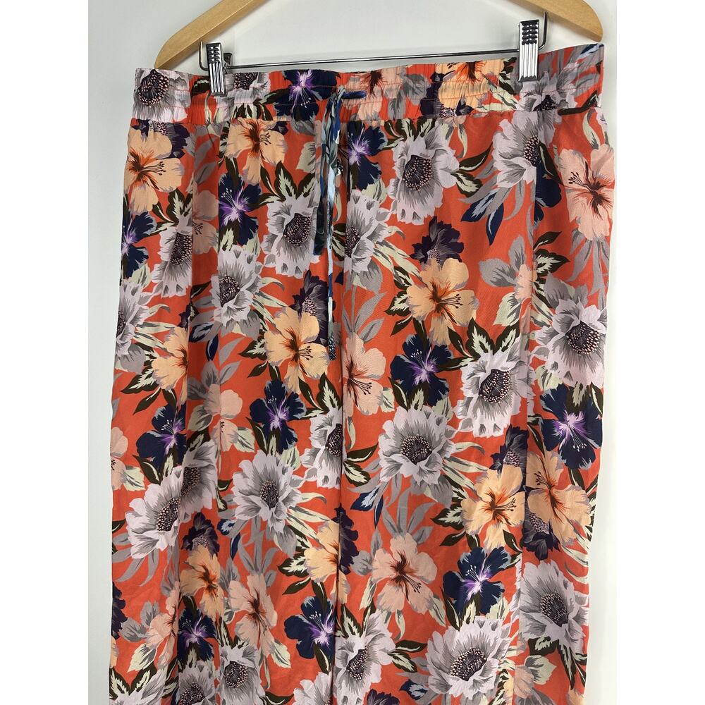 Johnny Was x Jade Silk Wide Leg Poonam Tropical Floral Crop Pants Sheer Size XL - Picture 4 of 14